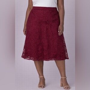 Nanette Lepore Cranberry Lace Skirt – Size 16W